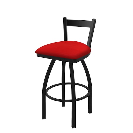 30 Low Back Swivel Bar Stool,Black Wrinkle,Canter Red Seat